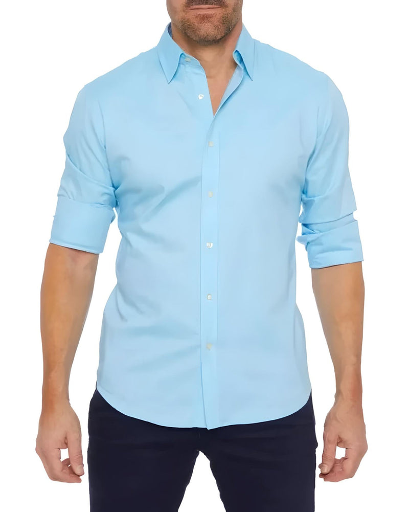 Wrinkle-Free Zip-Up Shirt - Oliver-Blue-XS-State of Style