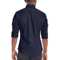 Wrinkle-Free Zip-Up Shirt - Oliver-Dark Blue-XS-State of Style