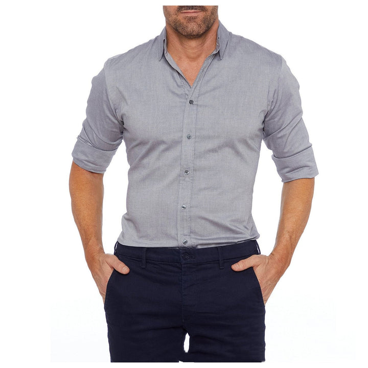 Wrinkle-Free Zip-Up Shirt - Oliver-Grey-XS-State of Style