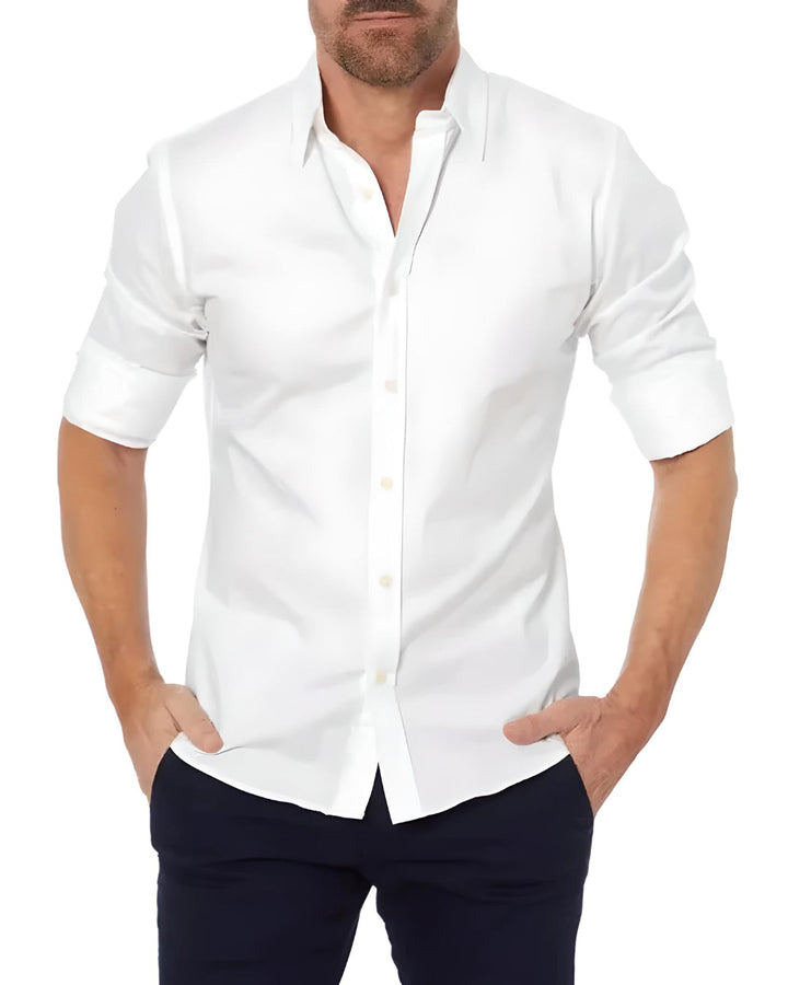 Wrinkle-Free Zip-Up Shirt - Oliver-White-XS-State of Style