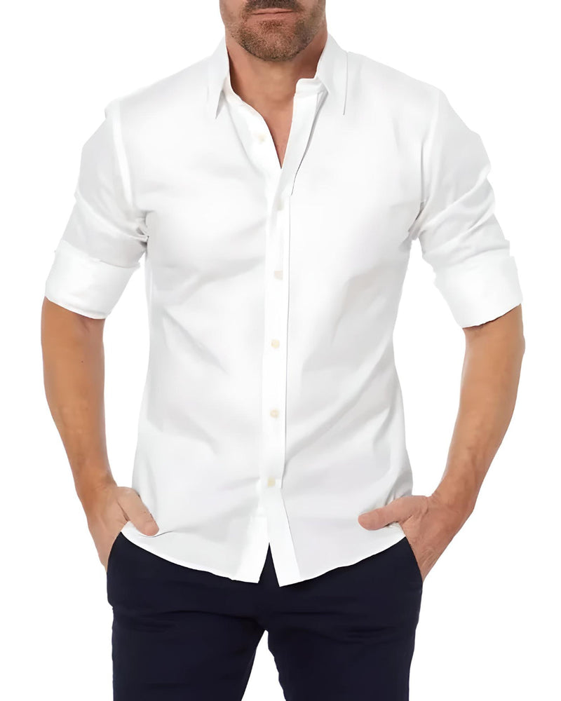 Wrinkle-Free Zip-Up Shirt - Oliver-White-XS-State of Style