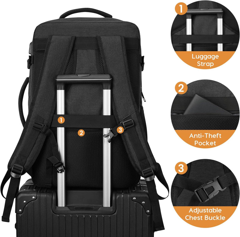 Expandable Carry-On Travel Backpack with Laptop Compartment