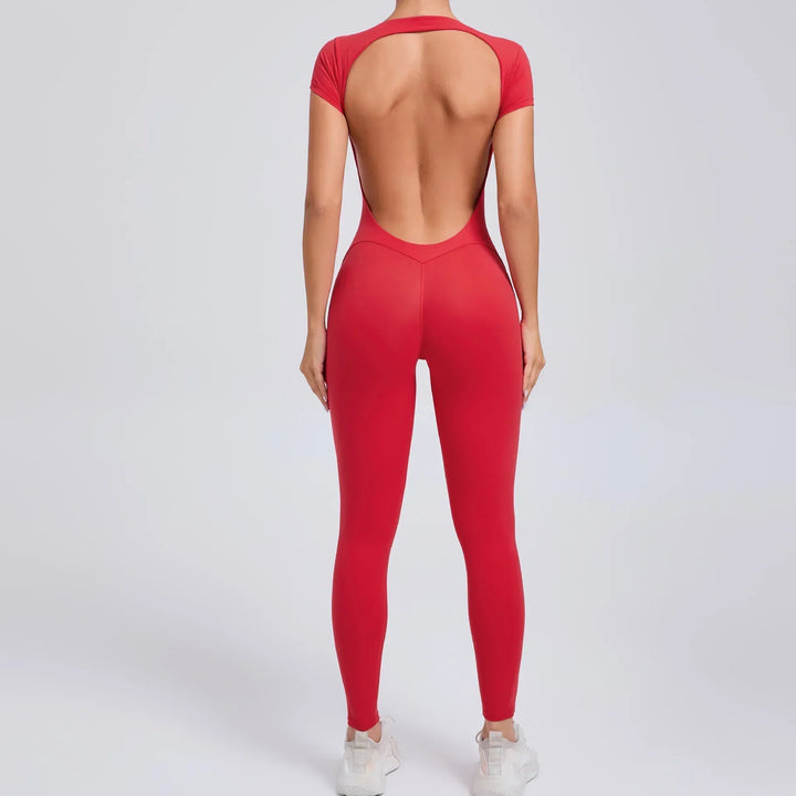 Yoga Jumpsuit with Breathable & Flexible Design - Luna-Red-S-State of Style