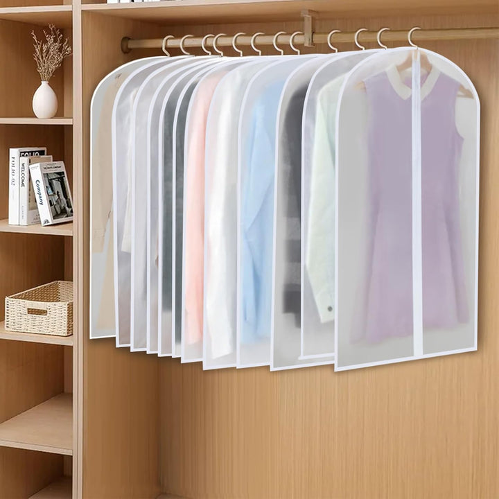 PEVA Garment Cover Set – 12-Pack Hanging Clothes Bags in 3 Sizes (Buy 1, Get 1 FREE)