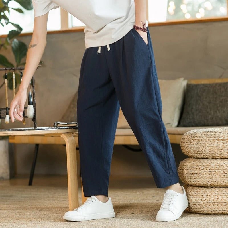 Zavier - Linen Pants | Stylish Summer Linen Trousers for Men-Navy Blue-M-State of Style