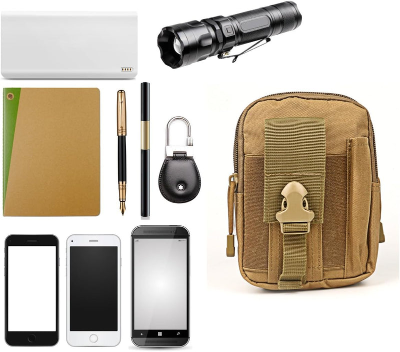 Compact Tactical Molle Pouch with Phone Holster and Utility Pockets – 1+1 FREE