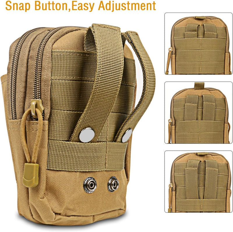 Compact Tactical Molle Pouch with Phone Holster and Utility Pockets – 1+1 FREE