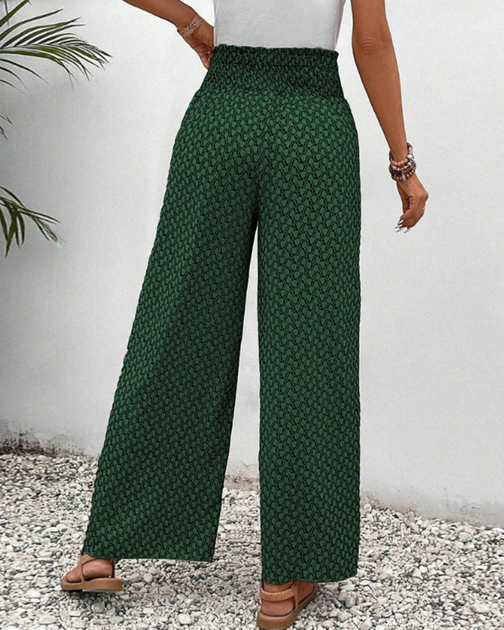 High-waisted women's trousers with geometric pattern – Sapphira