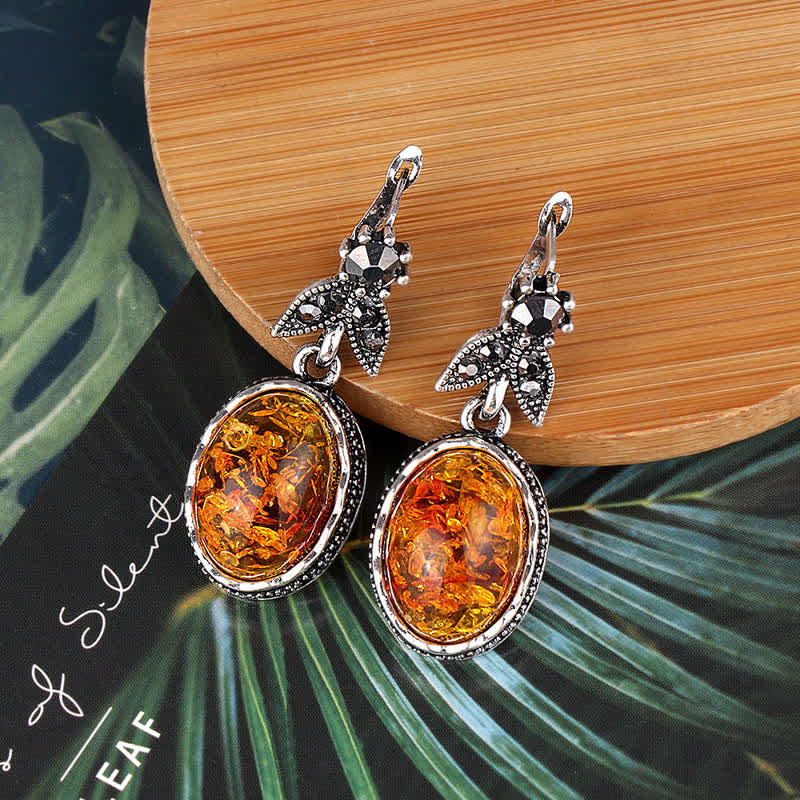 Retro Flower Earrings with Amber – Nora