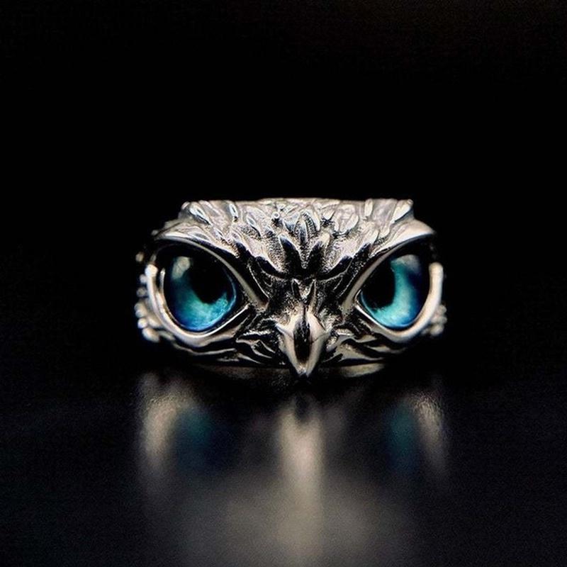 Silver Owl Eye Ring | Unique Animal Design | Adjustable