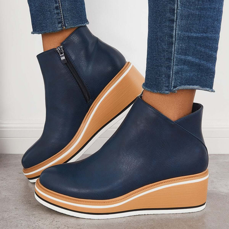 Stylish autumn wedge ankle boots – Mila