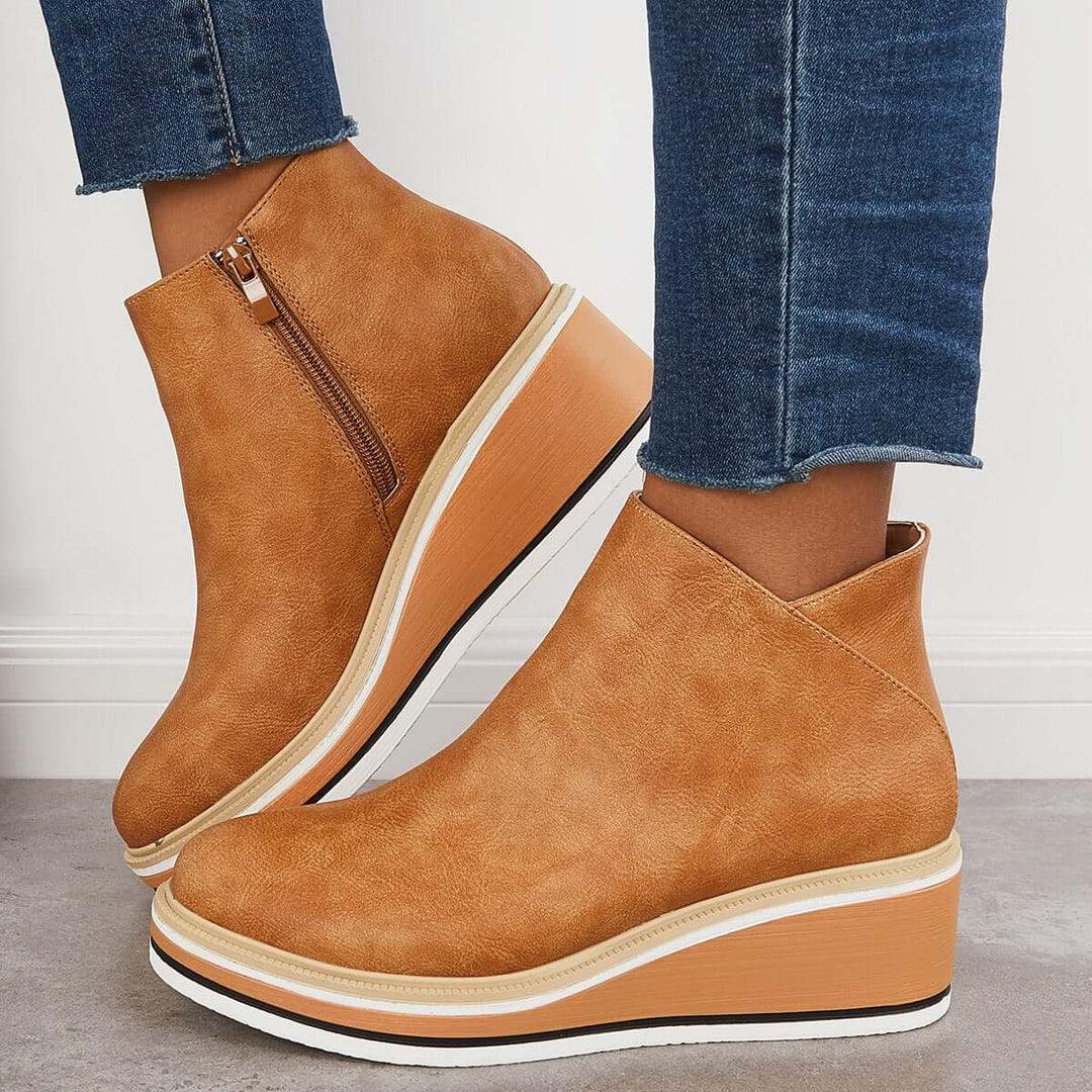 Stylish autumn wedge ankle boots – Mila