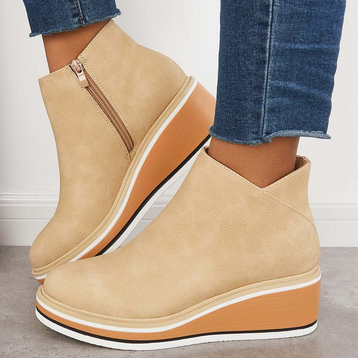 Stylish autumn wedge ankle boots – Mila