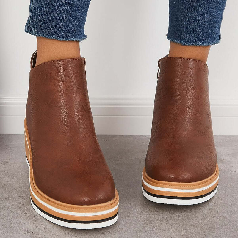 Stylish autumn wedge ankle boots – Mila