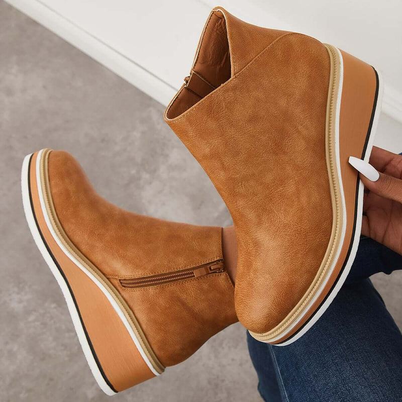 Stylish autumn wedge ankle boots – Mila