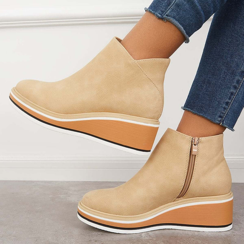 Stylish autumn wedge ankle boots – Mila