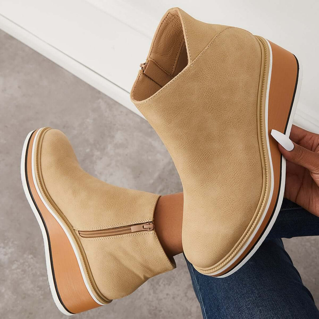 Stylish autumn wedge ankle boots – Mila