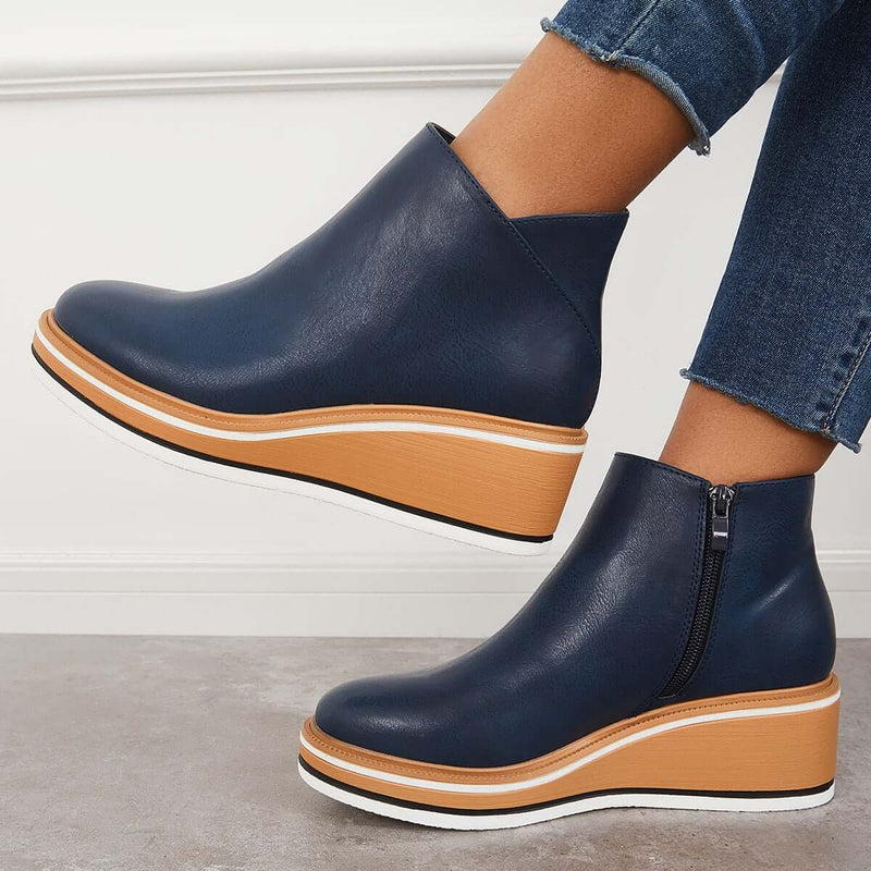 Stylish autumn wedge ankle boots – Mila