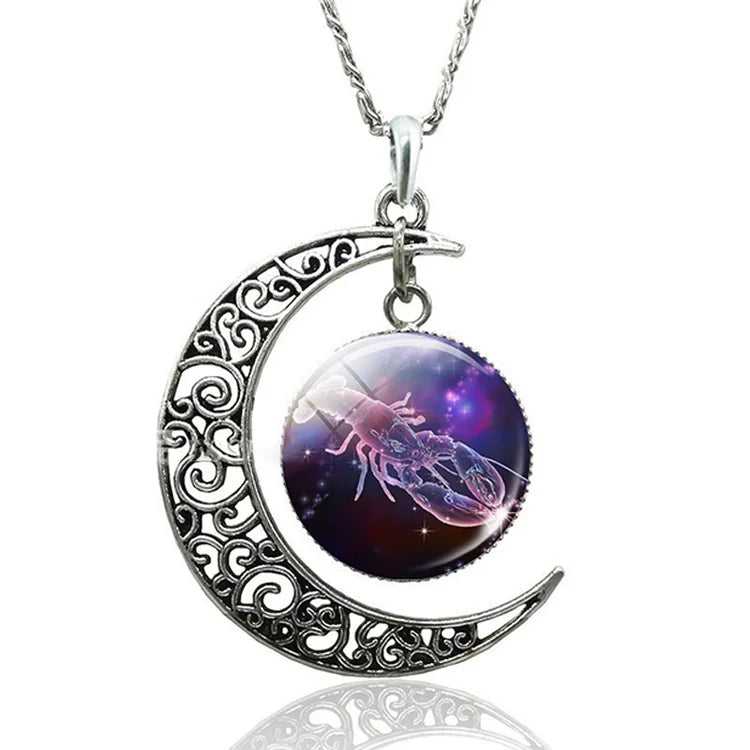 Zodiac Moon Necklace | Celestial Jewellery | Unique Pendant