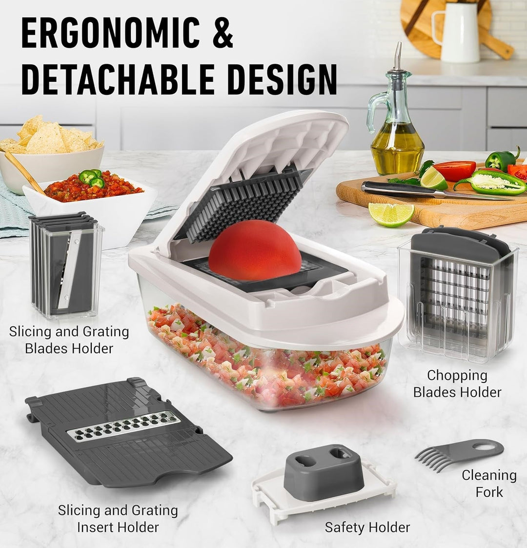 10-in-1 Vegetable Slicer with 8 Blades – Faster Cutting, Chopping, and Grating!-Grey-State of Style