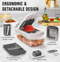 10-in-1 Vegetable Slicer with 8 Blades – Faster Cutting, Chopping, and Grating!-Grey-State of Style