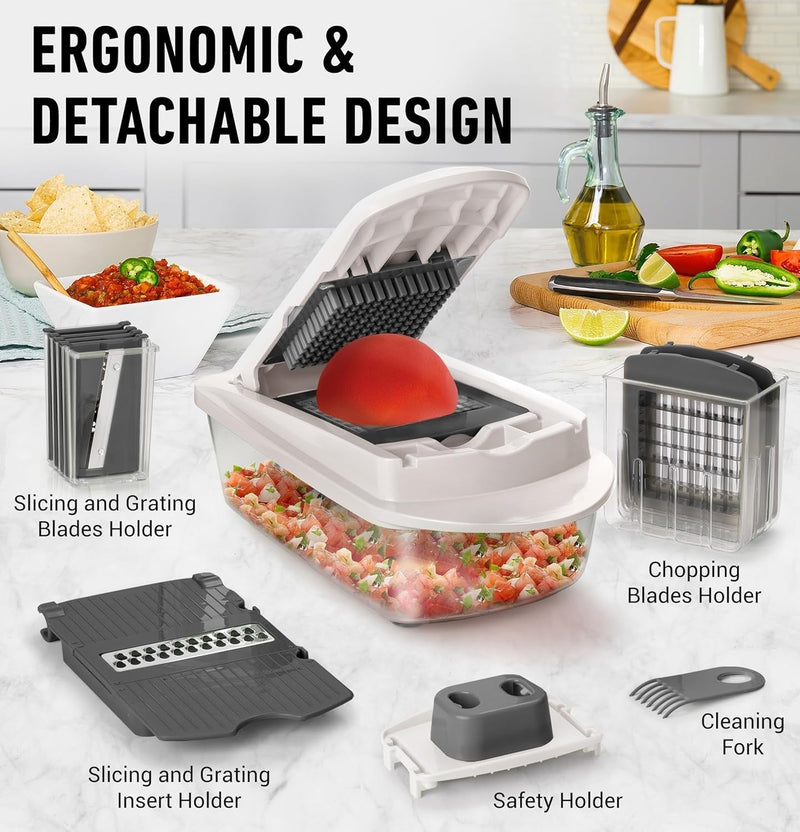 10-in-1 Vegetable Slicer with 8 Blades – Faster Cutting, Chopping, and Grating!-Grey-State of Style