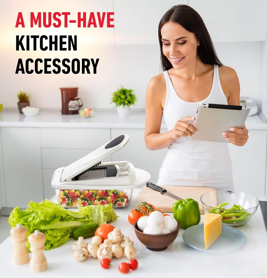 10-in-1 Vegetable Slicer with 8 Blades – Faster Cutting, Chopping, and Grating!-Grey-State of Style