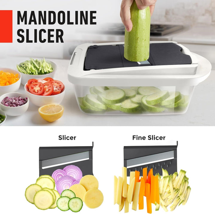 10-in-1 Vegetable Slicer with 8 Blades – Faster Cutting, Chopping, and Grating!-Grey-State of Style