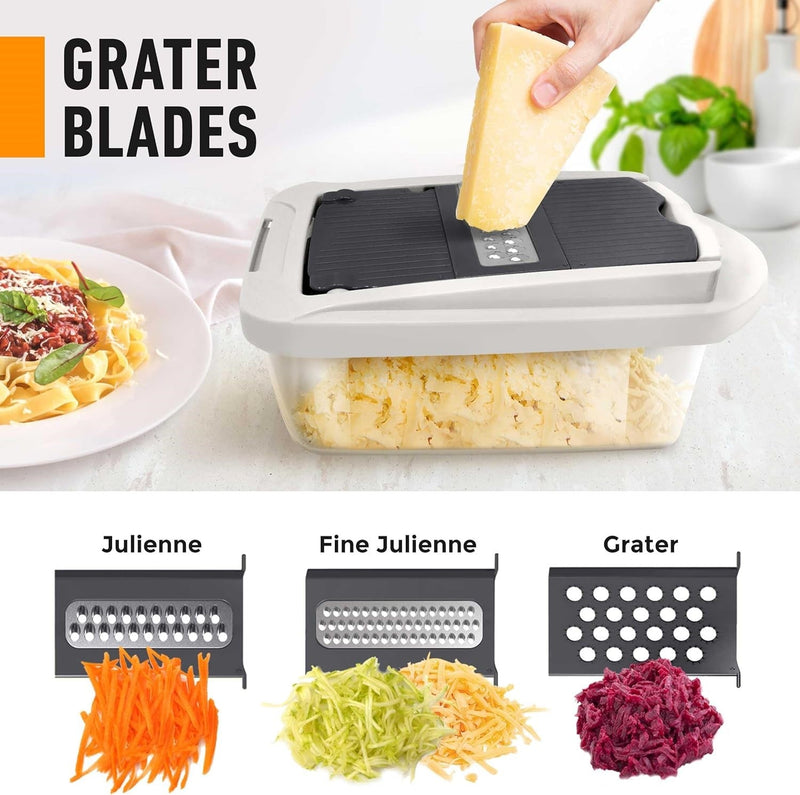 10-in-1 Vegetable Slicer with 8 Blades – Faster Cutting, Chopping, and Grating!-Grey-State of Style