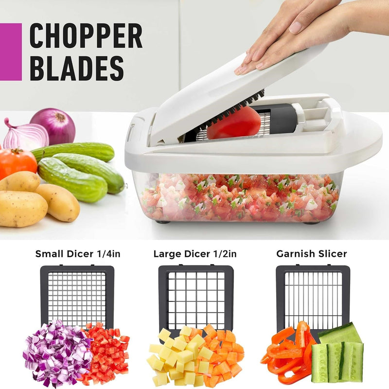10-in-1 Vegetable Slicer with 8 Blades – Faster Cutting, Chopping, and Grating!-Grey-State of Style