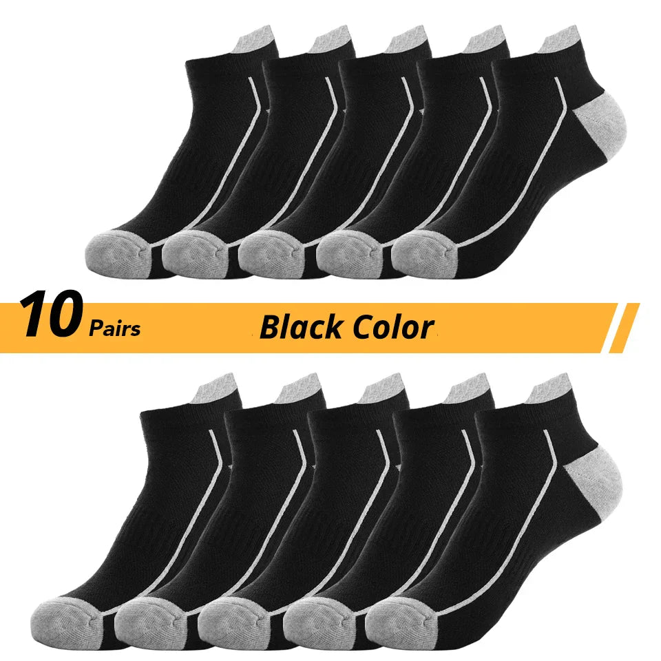 10 PAIRS OF BREATHABLE BAMBOO MEN'S SPORTS SOCKS - ANTI-SLIP-10 pairs D2021XW-10B-State of Style