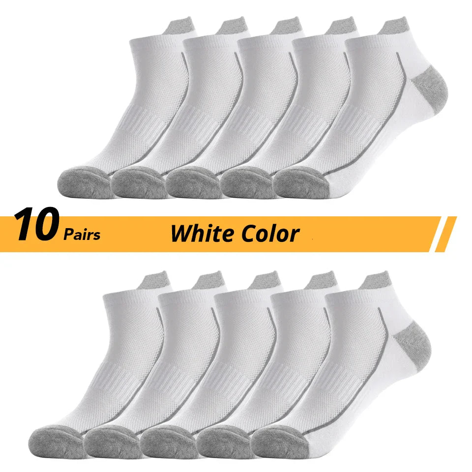 10 PAIRS OF BREATHABLE BAMBOO MEN'S SPORTS SOCKS - ANTI-SLIP-10 pairs D2021XW-10W-State of Style