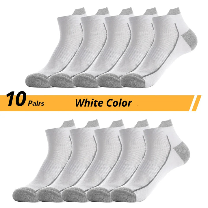 10 PAIRS OF BREATHABLE BAMBOO MEN'S SPORTS SOCKS - ANTI-SLIP-10 pairs D2021XW-10W-State of Style