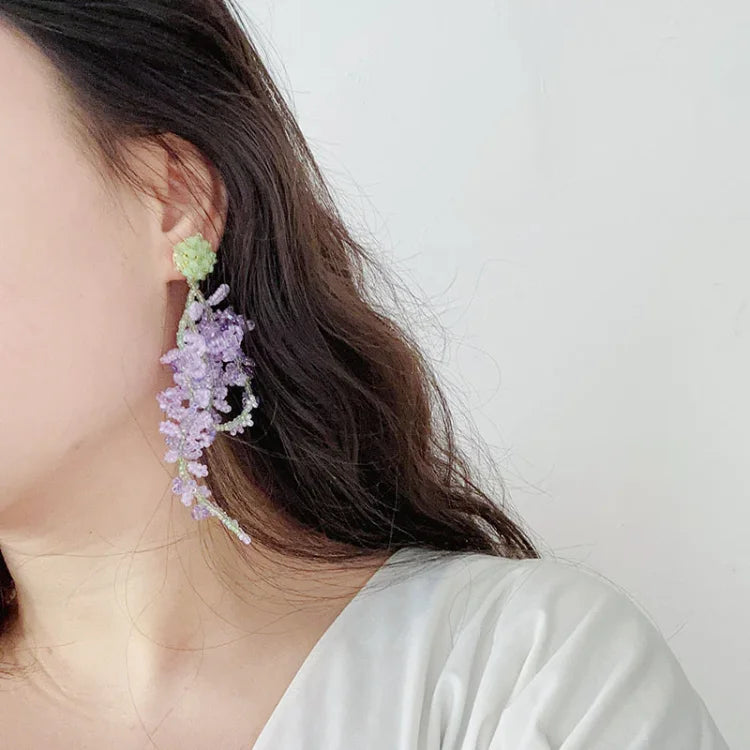 Wisteria Tassel Earrings with Forest Theme - Aurelia