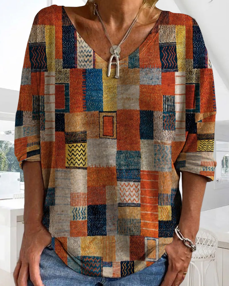 Autumnal loosely cut cotton top – Amira