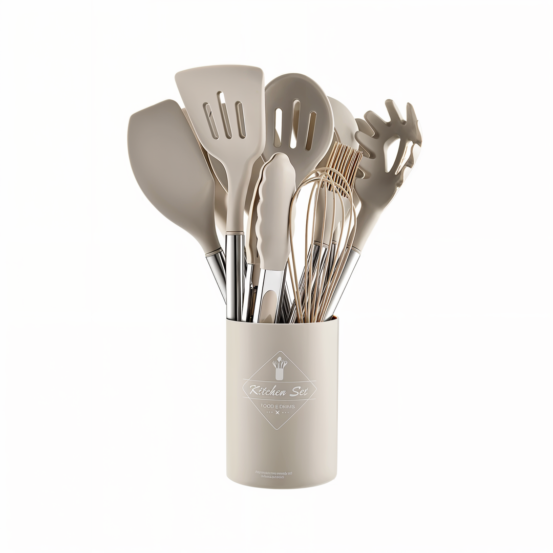12-Piece Silicone Kitchen Utensil Set – Culinara Pro-Beige-State of Style