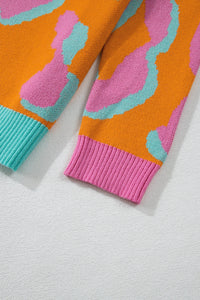 Ladies' Sweater With Colour Block Leopard Print And Round Neck - Liora