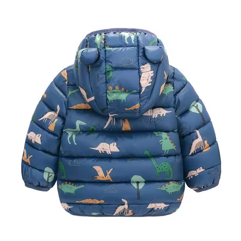 Children's waterproof rain jacket in a down style with cartoon design – Miro