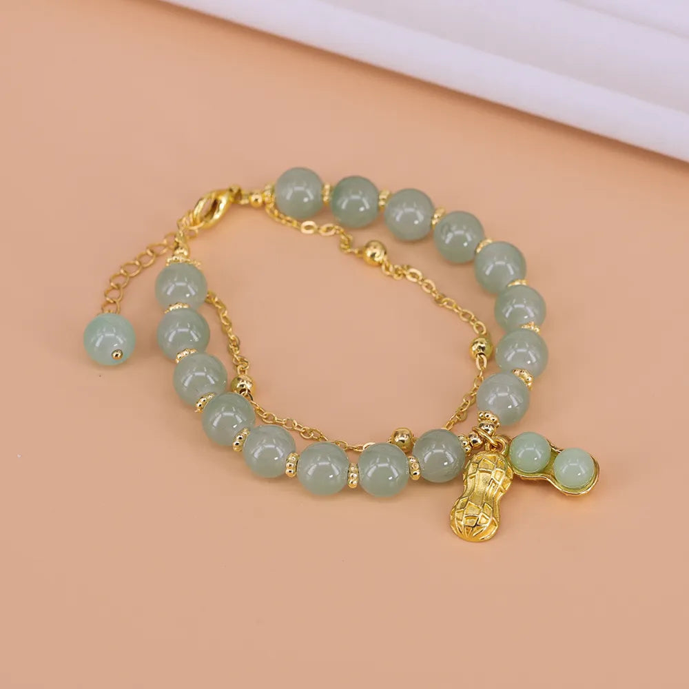 Hetian Jade Bracelet with Gold Accent