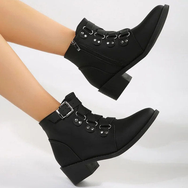 Ladies' ankle boots with block heel in vintage look – Yolisa