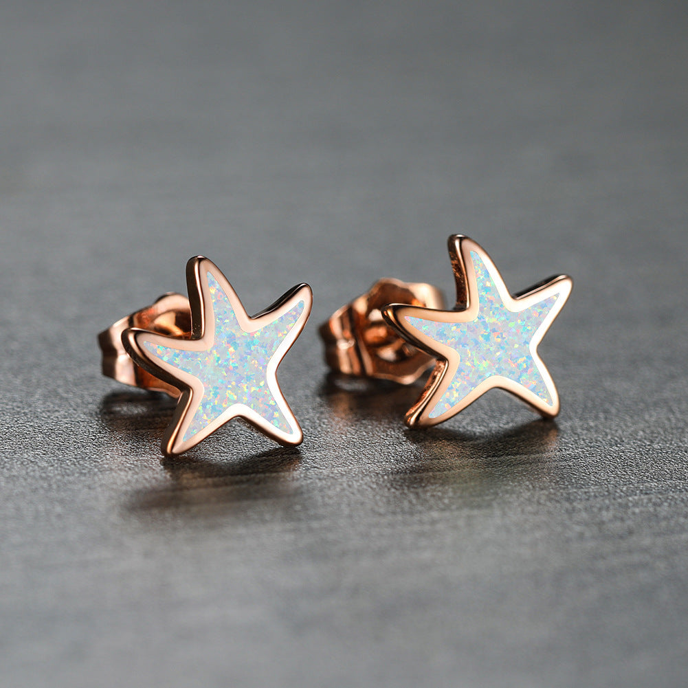 Blue Opal Starfish Earrings - Marina