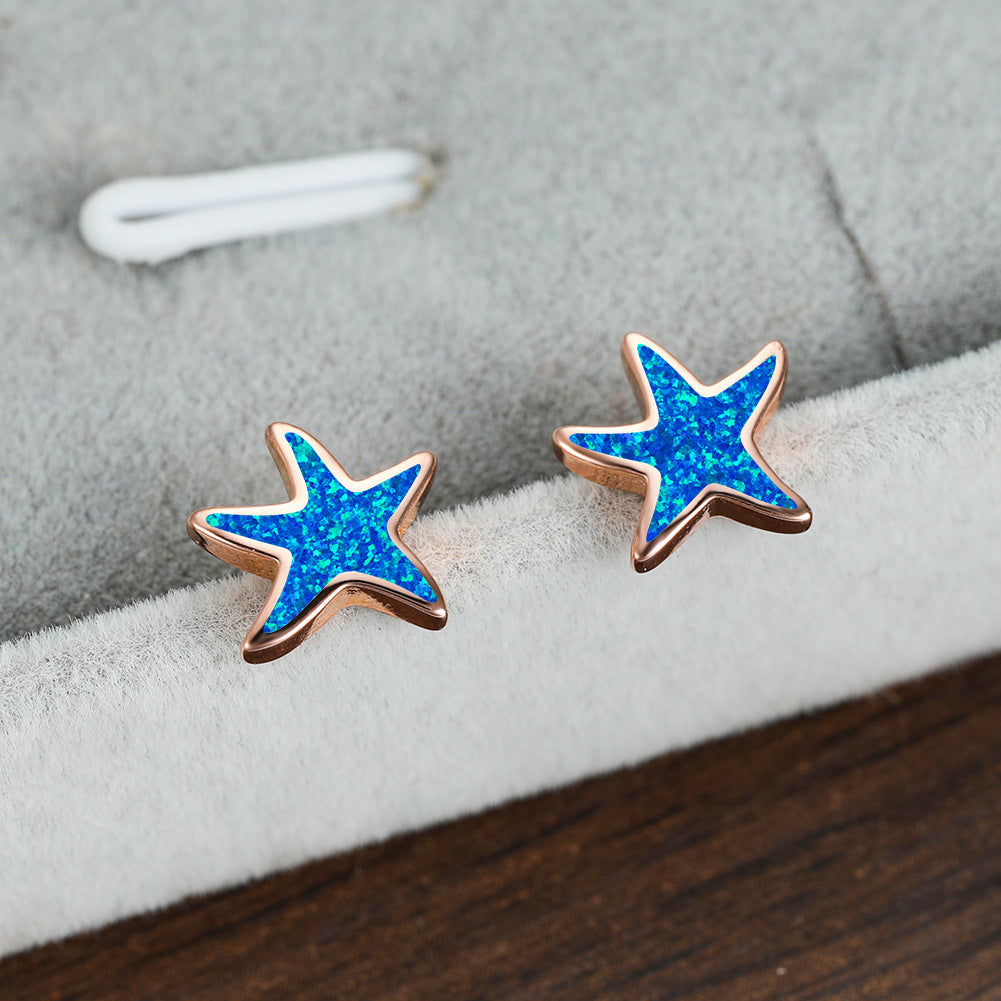 Blue Opal Starfish Earrings - Marina