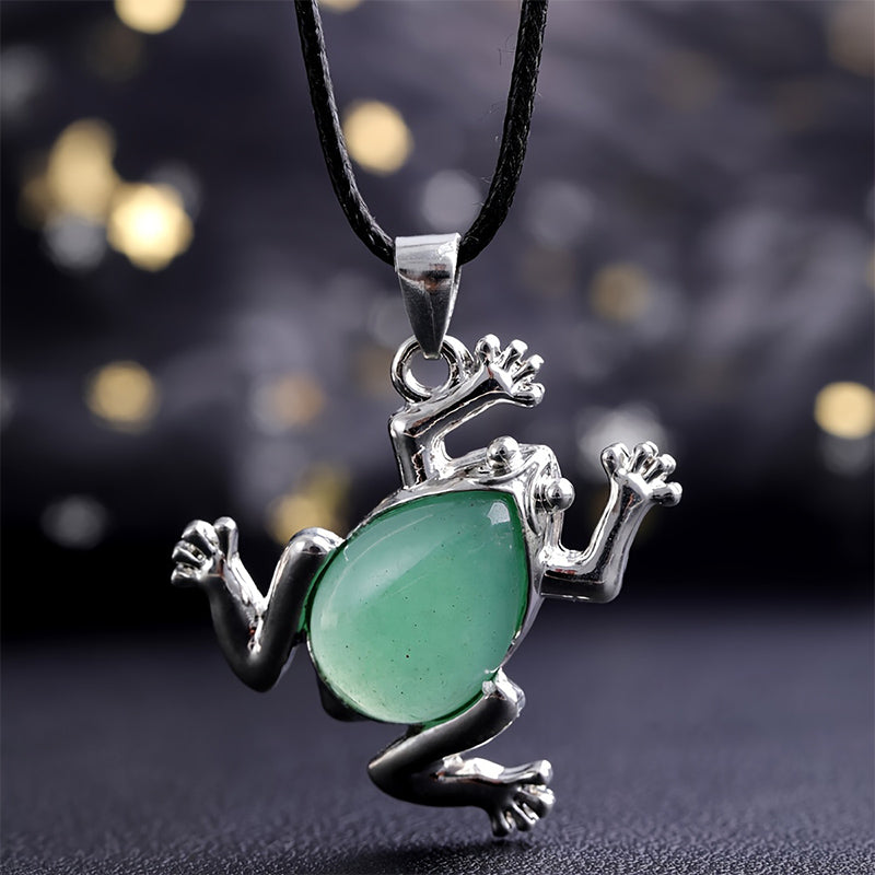 Natural Crystal Frog Meditation Necklace - Gaia