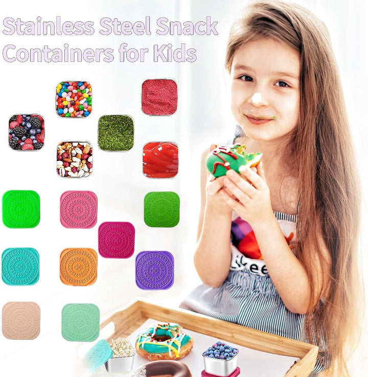 175ml Stainless Steel Snack Boxes for Kids - 6-Pack-Lightly Coloured-State of Style