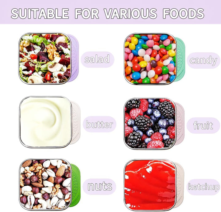 175ml Stainless Steel Snack Boxes for Kids - 6-Pack-Lightly Coloured-State of Style