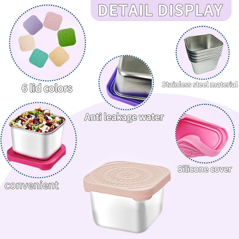 175ml Stainless Steel Snack Boxes for Kids - 6-Pack-Lightly Coloured-State of Style