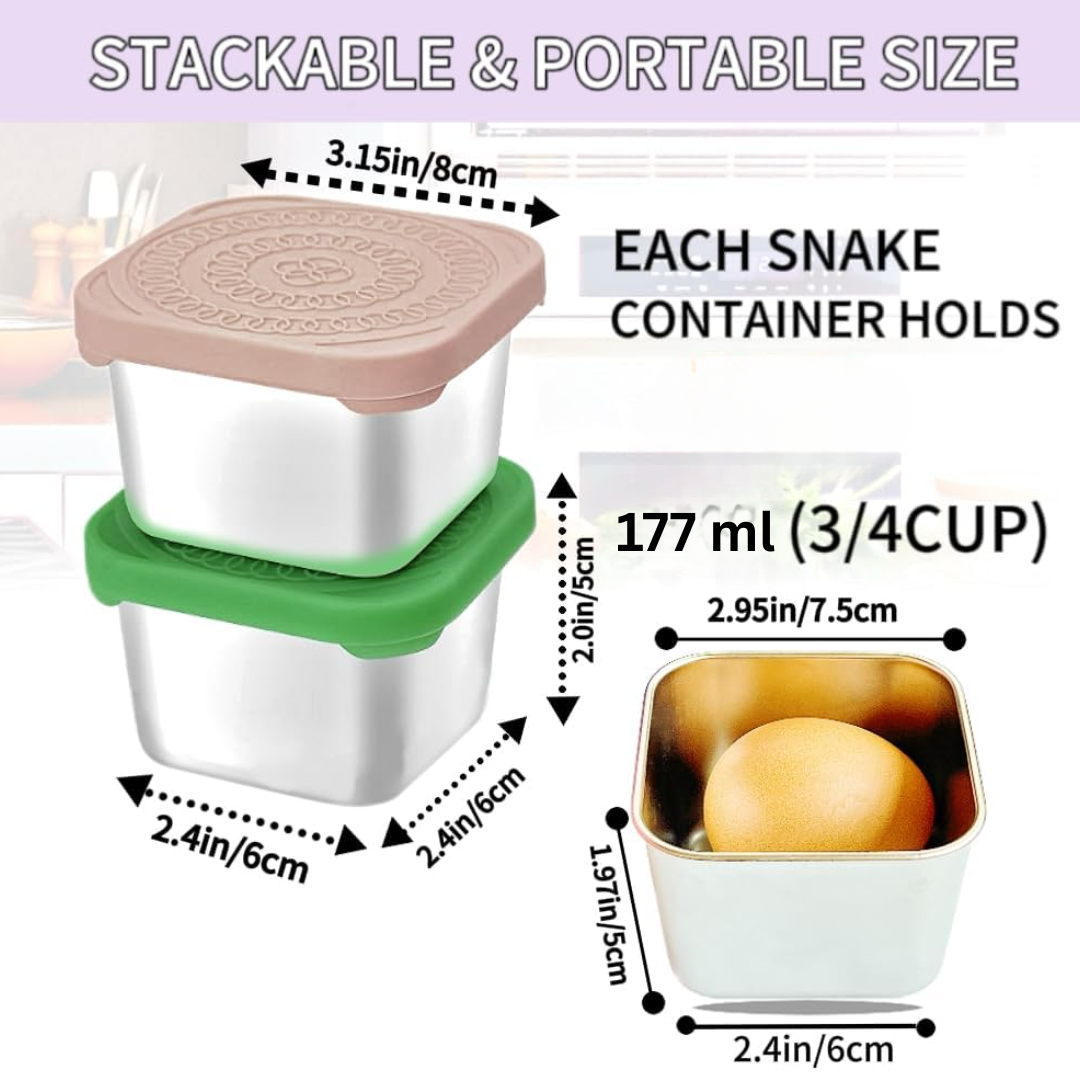 175ml Stainless Steel Snack Boxes for Kids - 6-Pack-Lightly Coloured-State of Style