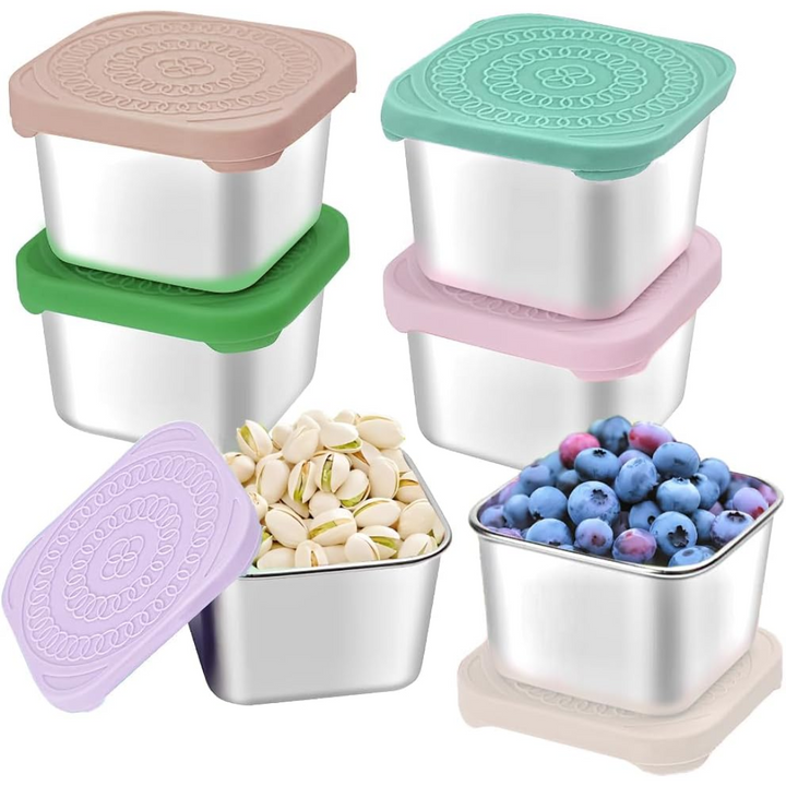 175ml Stainless Steel Snack Boxes for Kids - 6-Pack-Lightly Coloured-State of Style