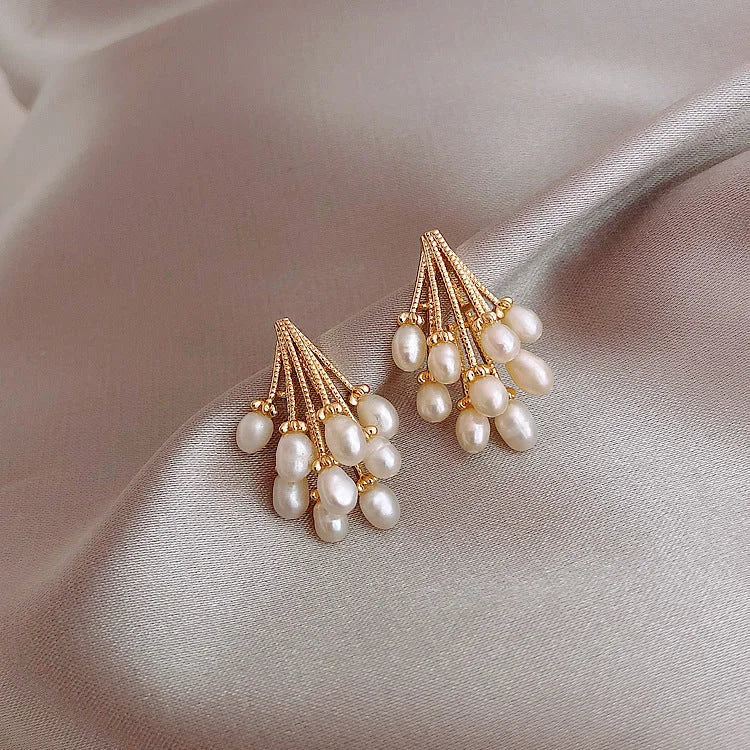 18K Gold-Plated Silver Pearl Tassel Earrings - Noelle-State of Style