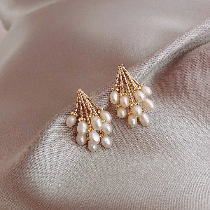 18K Gold-Plated Silver Pearl Tassel Earrings - Noelle-State of Style